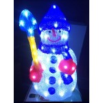 3D Acrylic Snowman With Blue Hat - 44CM High with 56 LED Lights